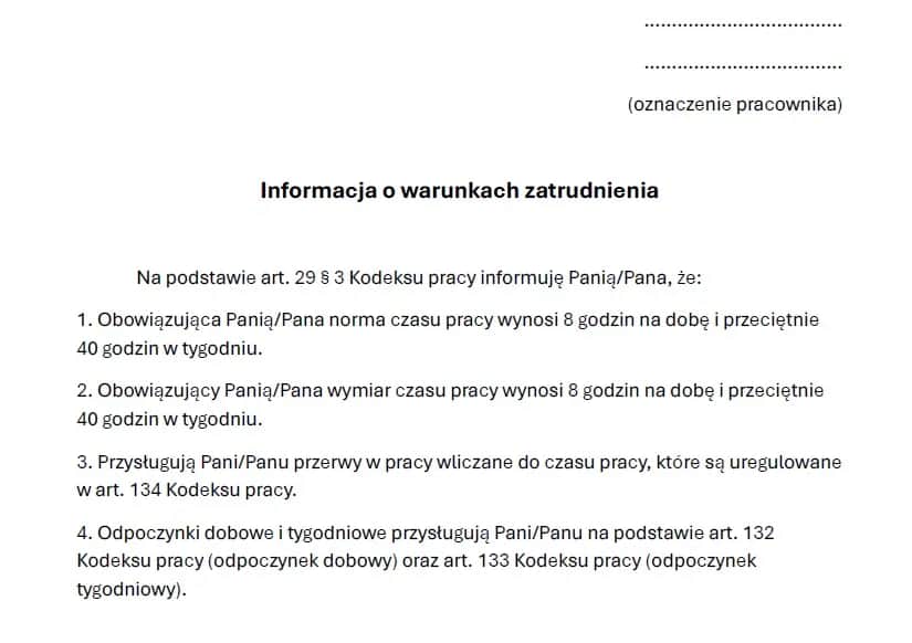 Nowa informacja o warunkach zatrudnienia – co musisz wiedzieć?