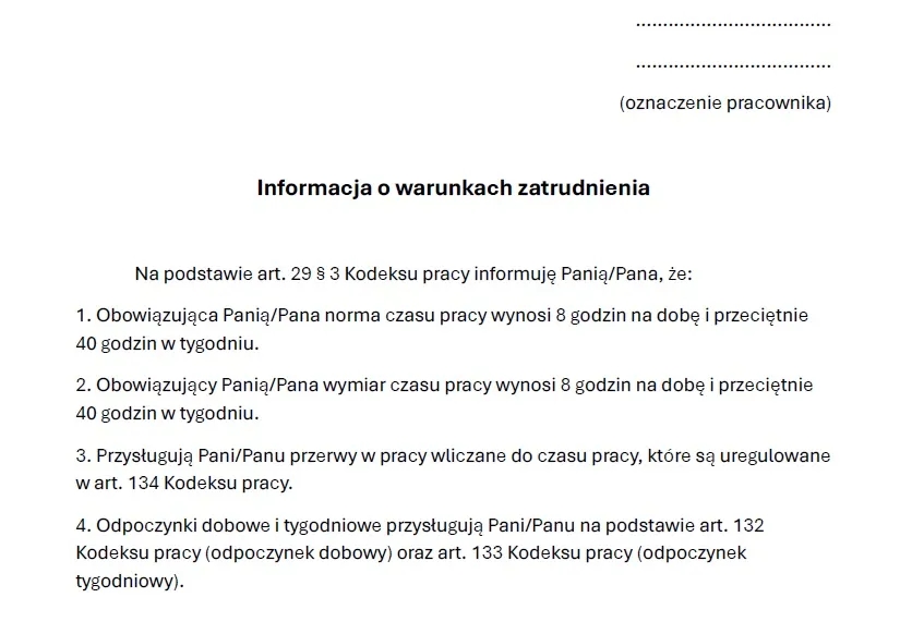 Nowa informacja o warunkach zatrudnienia – co musisz wiedzieć?